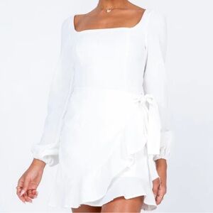 princess Polly Villa Mini White Long Sleeve Dress